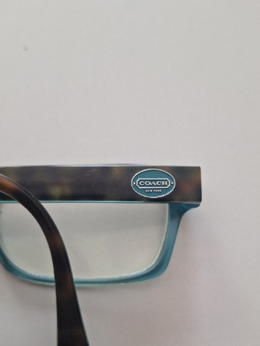 Coach Teal and Dark Green Rectangular Eyeglass Frames - Picture 2 of 8